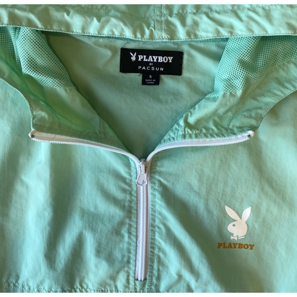 Playboy by PacSun Men’s Windbreaker Gold Text 1/4 Zip Anorak Jacket Size Small - Picture 6 of 12